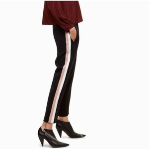 Aritzia Wilfred Darontal Side Stripe Black Pull On Ankle Cropped Pants- size 2
